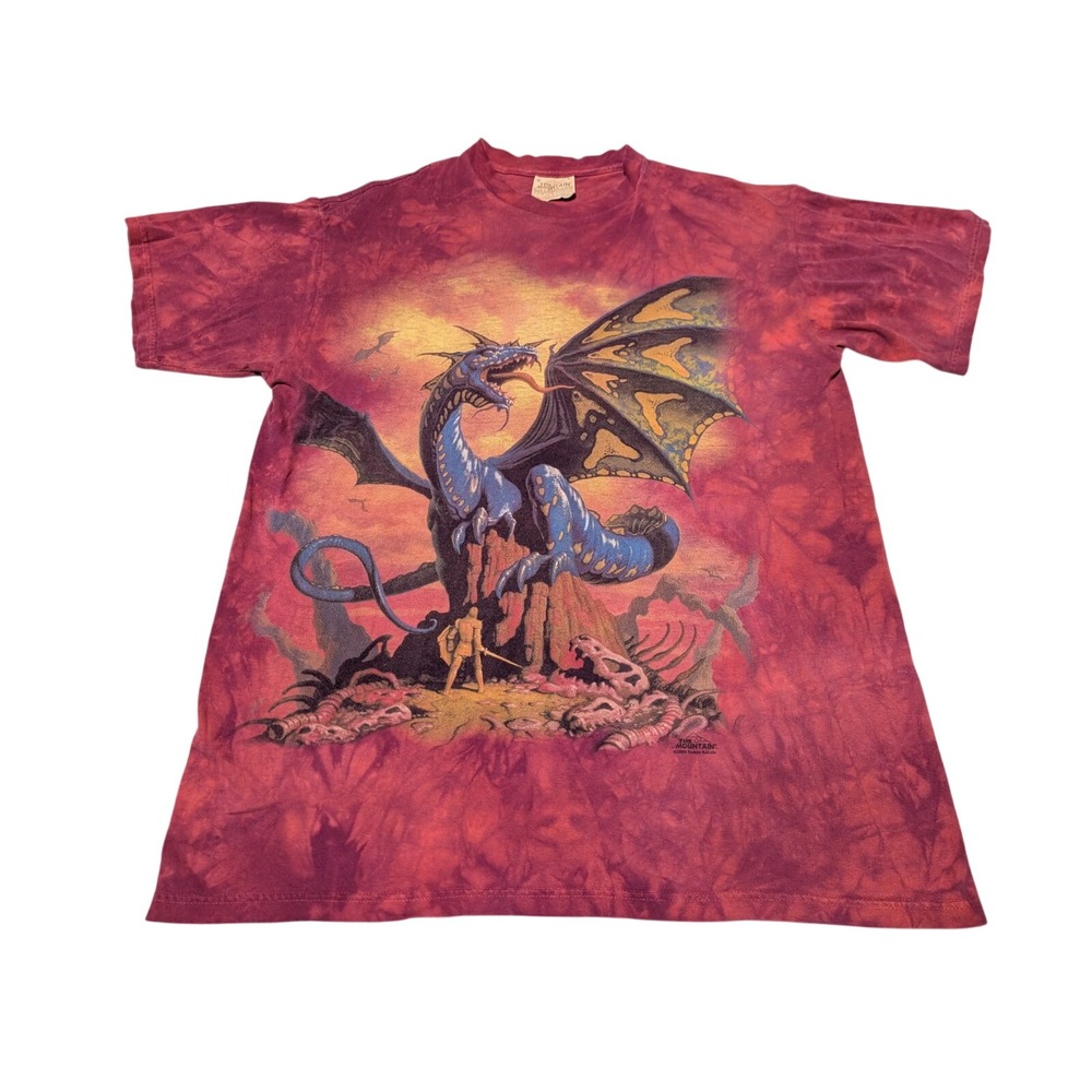 The Mountain T-Shirt Mens L Red Dragon Romas Kukalis 2000 Tie Dy Vintage T-Shirt